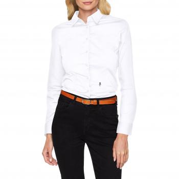 Seidensticker Damen Bluse langärmlig Slim Fit uni Stretch, Weiß, 40 EU