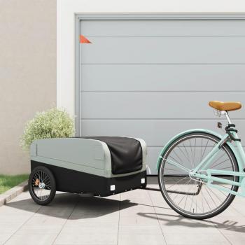 Remolque para bici de carga vidaXL, hecha de hierro con colores negro, amarillo, y azul, capacidad de carga de 45 kg