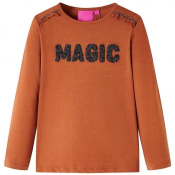 VidaXL Long Sleeve Kids' T-Shirt Cognac Size 140