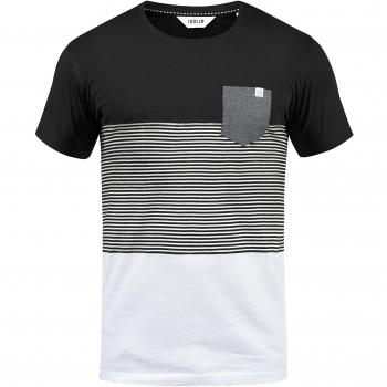 Solid Malte Herren T-Shirt Kurzarm Shirt Mit Streifen Und Rundhals, Schwarz, Größe L, Farbe: Black (9000)