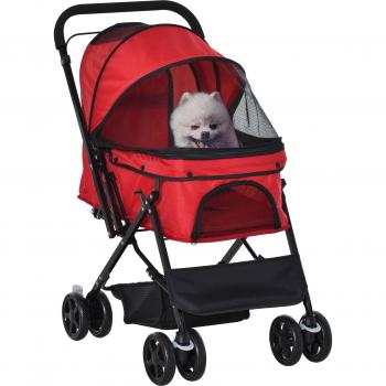 PawHut Hundewagen Oxford Rot 76,5x52x95cm Kleine Hunde & Katzen Aosom