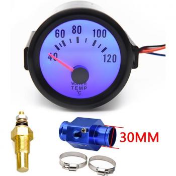 Universal 52mm Water Temperature Gauge with Blue Backlight, 40-120°C Sensor for Car and Motorcycle, 12V Radiator