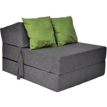 Matelas dormeur pliable 200 x 70 x 15 cm avec coussins Gris/vert