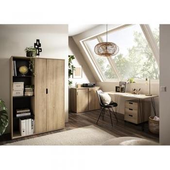 Schildmeyer Rollcontainer „Emmik“ – 40,1 × 50 × 57 cm, 3 Schubladen, Weiß-Eiche, Made in Germany