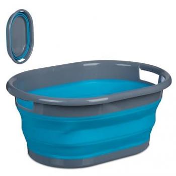 Cesto Portabiancheria 21 l Blu Grigio - Relaxdays