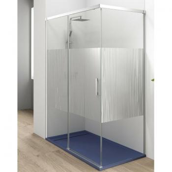 Mampara Ducha Rectangular Corredera frente 130 - lateral 80 cm Cabina de Ducha Cristal 6mm Antical 195cm altura Serigrafía Cromo
