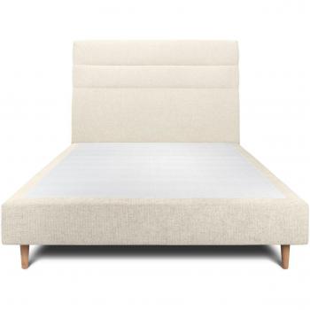 Lit 140x200 cm Tête Lignes Tissu Sommiers Tapissier Beige Clair