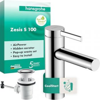 Mezclador Zesis 100 CoolStart de Hansgrohe con desagüe automático cromado