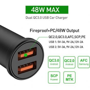 48W PD 4.0 Quick Charge Car Charger for Samsung S10, Xiaomi, iPhone, Type C, Huawei
