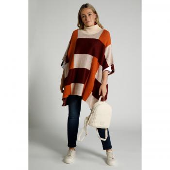 Women’s Plus Size Check Knit Poncho in Red