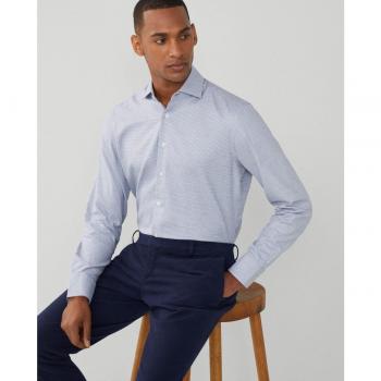 Camisa de hombre slim fit con estampado pata de gallo en azul marino - Hackett