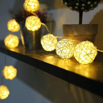 Herzformige LED-Lichterkette aus Rattan, Mondmotive, Batteriebetrieb, 10/20 LEDs