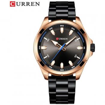 Montre de luxe pour hommes CURREN en acier inoxydable, quartz doré