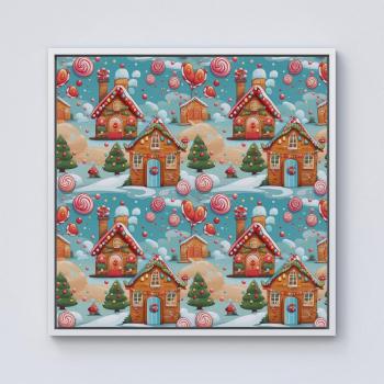 Christmas Cookie Cottage Canvas – XL 40″×40″