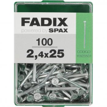Caja m 100 uds. clavo cp acero 2,4x 25mm fadix