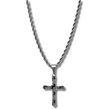 Kette mit Carbon Kreuz Anhänger
