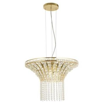 Lampadario Classico Gemma Acciaio Ottone Cristallo 8 Luci G9