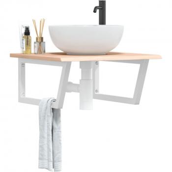 VidaXL Oak Wood and Steel Basin Shelf Wall Mount