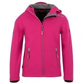 Chaqueta Softshell Trollkids para Niña Trollfjord, Color Magenta/Gris Talla 128cm
