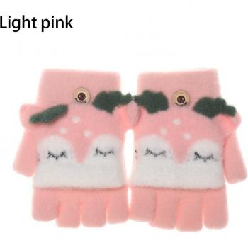 Children's Cartoon Winter Gloves Half Finger Mittens 0-6 Years