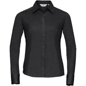 Russell Athletic Damen Popeline Bluse Langarm Schwarz L