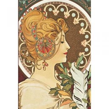 Carnet ligne ligne affiche mucha, la plume