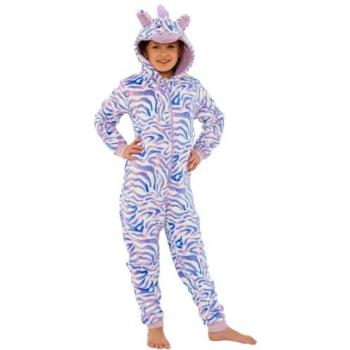 Lilac Zebra Patterned Fleece Sleep Suit