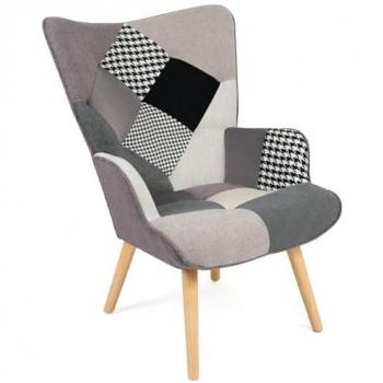 Sedile Nordico Ivar Patchwork Nero-Grigio-Bianco