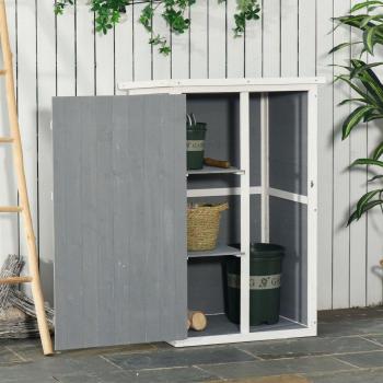 Outsunny Garden Shed Wooden Garden Tool Storage Shed w/2 Shelves 75 X 56 x115cm