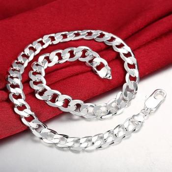 Silberne Herrenhalskette 12 mm – 45 cm (18 in) für Party & Hochzeit