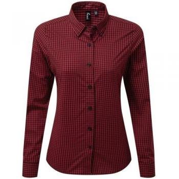 Premier Damen Hemd Maxton langärmlig in hellblau/weiß XS