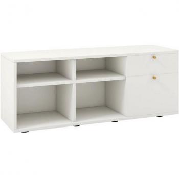 Costway TV-Schrank mit 2 Schubladen und 4 Fächern in Weiß