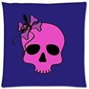 Custom Square Cushion Cover Cute Red Skull Zippered Pillow Case 18x18