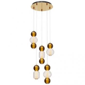 Gold Drop Modern Cluster Pendant, 5 Lights, 3000 K, 9300 lm