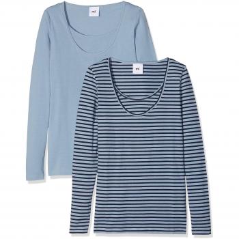 MAMALICIOUS Mllea Organic Nell L/s Mix Top Nf 2, Camiseta de Manga Larga Premamá para Mujer, Azul