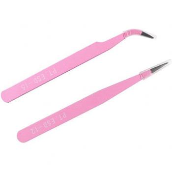 Pinzas de Extensión Pestañas 2x con Tinta Rosa, Morado y Azul