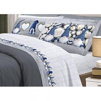 Completo Lenzuola Linea Pensieri Delicati Gnomi Blu 100% Cotone