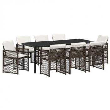 Kit 9 pezzi vitaXL picnic outdoor con fodere marrone in rattan