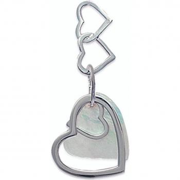 Pendentif Cœurs Nacrés Argenté Blanc D4596