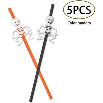 Halloween Skull & Pumpkin Decorative Drinking Straws Set