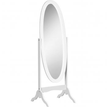 HOMCOM Specchio Da Terra Ovale A Figura Intera Con Inclinazione Regolabile, 47.5x45.5x154.5cm, Bianco