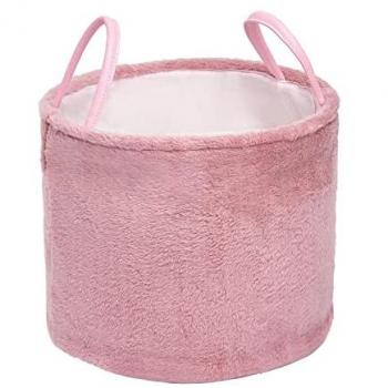 OHS Teddy Fleece Decorative Storage Basket - Pink
