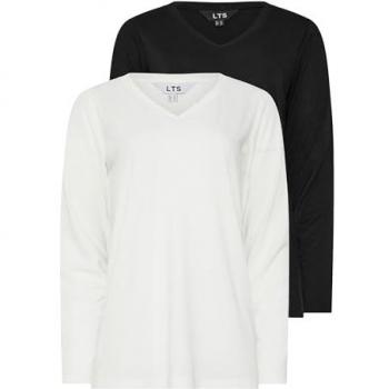 Long Tall Sally PREMIUM Grand Duo de Hauts V-Neck, Taille Tall 48, Noir-Blanc