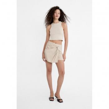 Stradivarius Beige Linen Blend Skort with Side Tie - Size 12