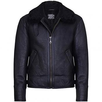 B3 WW2 Leather Sheepskin Aviator Flying Jacket-Charleston