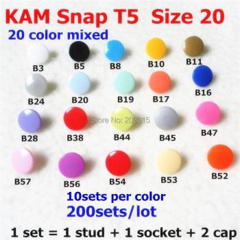 Chenkai 200 Sets T5 Size 20 KAM Plastic Resin Snaps