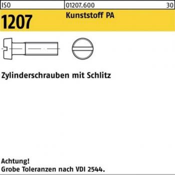 Kunststoff-Zylinderschraube (PA) ISO 1207 mit Schlitzzone – M4 x 25 mm – Nobrand