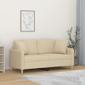 Vidaxl - 2-Sitzer-Sofa mit Zierkissen Creme 140 cm Stoff