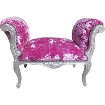 Antiker Barock Schemel in Pink und Silber