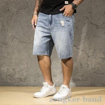 Lightweight Men's Summer Denim Shorts - Oversized Five-Point Length